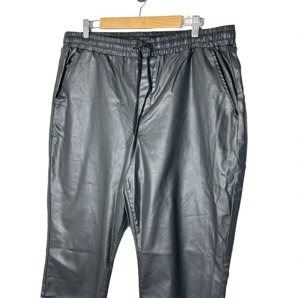 NWT Sanctuary Womens East Coast Utility Vegan Leather Pants 2X Drawstring‎ Black